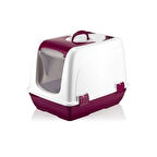 Dodes Mikopet Kapalı Küçük Kedi Tuvaleti Bordo