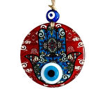 Dodes Fatma Ana Bereket Eli Desenli Nazar Boncuklu Duvar Süsü 10 Cm Cam Duvar Süsü