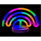 Dodes Neon Işıklı Gökkuşağı Masa Gece Lambası Pil+Usb