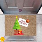 Kapı Önü Paspası Dekoratif Dijital Baskı Yeni Yıl Konsepti P-2572