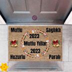 Kapı Önü Paspası Dekoratif Dijital Baskı Yeni Yıl Konsepti P-2584