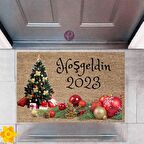 Kapı Önü Paspası Dekoratif Dijital Baskı Yeni Yıl Konsepti P-2591