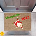 Kapı Önü Paspası Dekoratif Dijital Baskı Yeni Yıl Konsepti P-2620