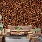 Kahve Çekirdekleri Temalı Cafe Duvar Kağıdı Baskı