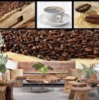 Kahve Çekirdekli Cafe Duvar Kağıdı Baskı