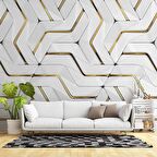 3 Boyutlu Altın Geometrik Duvar Kağıdı Baskı