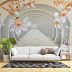 3 Boyutlu Çiçekli Tünel Temalı Duvar Kağıdı Baskı