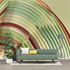 Rengarenk Şerit Desenli Duvar Kağıdı Baskı