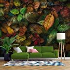 Sonbahar Yaprak Temalı Duvar Kağıdı Baskı