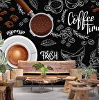 Fincan Ve Cezve Temalı Duvar Kağıdı Baskı