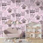 Kraliçe Tacı Temalı Çocuk Odası Duvar Kağıdı Baskı