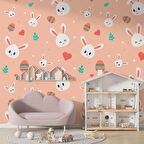 Tavşan Desenli Çocuk Odası Duvar Kağıdı Baskı