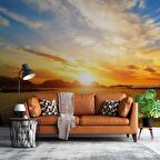 Sandal Deniz Manzaralı Gündoğumu Duvar Kağıdı Baskı