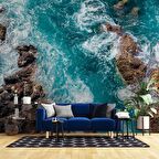 Deniz Kayalık Manzaralı Duvar Kağıdı Baskı