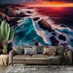 Deniz ve Günbatımı Manzaralı Duvar Kağıdı Baskı