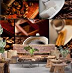 Kahve Kolajlı Cafe Duvar Kağıdı Baskı