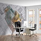 Mimari Çizim Emlak ve Gayrimenkul Duvar Kağıdı Baskı