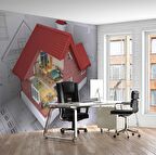 Mimari Ev Çizimi Gayrimenkul Emlak ve Gayrimenkul Duvar Kağıdı Baskı