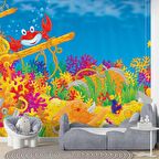 Deniz Altı Dünyası Yengeçli Duvar Kağıdı Baskı