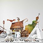 Kasaba Çocuk Duvar Duvar Kağıdı Baskı