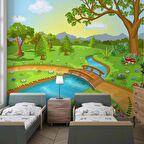 Dere Manzaralı Çocuk Odası Duvar Kağıdı Baskı