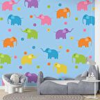 Fil Desenli Çocuk Odası Duvar Kağıdı Baskı