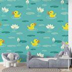Ördek Desenli Çocuk Odası Duvar Kağıdı Baskı