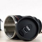 Çelik Objektif Lens Tasarımlı Kupa Bardak Dekoratif Hediyelik