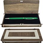 Deri Ahşap Kutulu Yeşil Dokunmatik Kalem