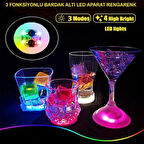 Işıklı Yapışkanlı Bardak Altı Aparatı Ledli 3 Modlu 6 cm Çap 1 Adet