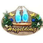 Mavi Kuşlu Hoşgeldiniz Yazılı Kapı Süsü