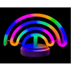 Neon Işıklı Gökkuşağı Masa Gece Lambası Pil+Usb