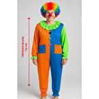 Palyaço Kostüm Seti 150 cm (Peruk + Burun + Kostüm)