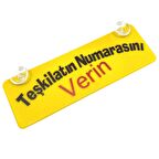 Teşkilatın Numarasını Verin Yazılı Sarı Dekor Plaka Vantuzlu
