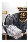 40 Metre Dış-İç Ortam Mekan Bakır Tel Cat6 Internet Kablosu Yüksek Hız 23 Awg 2 Katlı Ethernet Kablo
