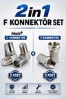 4'lü 2in1 Premium Uydu Konnektör Seti - Altın Uçlu Sağ Açılı Dirsek & Gümüş Tırtıklı F Konnektör - 4K/HD Uyumlu Kesintisiz Sinyal İletimi - Kolay Vidalı Montaj - Yüksek Dayanıklı Metalik Uydu Seti