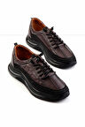 Kahve Hakiki Deri Erkek Sneaker E01018240203