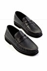 Siyah Hakiki Deri Erkek Loafer Ayakkabı E01194032340