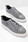 Gri Hakiki Deri Erkek Sneaker E01863480203