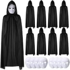 Partitoys 120 Cm Siyah Kapüşonlu Pelerin Ve Boyanabilir Karton Maske 8’Li Set
