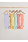 % 100 Pamuklu Pastel Renkler İp Askılı 5'li Body Zıbın Set