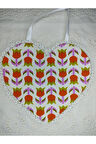 Mama Önlüğü Kalp Şeklinde Lale Motifli - Çok Renkli - Organik & El Yapımı