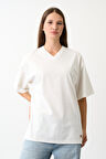 V Yaka Oversize T-shirt (E24-742A-WN)