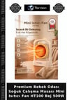 Premium Bebek Odası Soğuk Çalışma Masası Mini Isıtıcı Fan HT100 Bej 500W