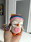 Amigurumi Renkli şapkalı Minik baykuş oyuncak dekoratif 
