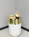 ELEGANT Dekoratif Gold Darbuka Parlak Beyaz Sehpa 60cm