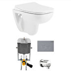 Seramiksan Petite Kanalsız Rim-Out Asma Klozet + Yavaş Kapanır Kapak + Creavit Gömme Rezervuar