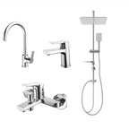 CREAVİT LUNA BANYO + LAVABO +EVİYE BATARYASI + DOPPO LONG TEPE DUŞ SİSTEMİ İKİLİ SET