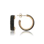 Gümüş Üç Sıralı Siyah Tamtur Küpe 