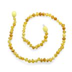 Bal-Beyaz Renk Doğal Damla Kehribar Taşlı Bebek Diş Kolyesi